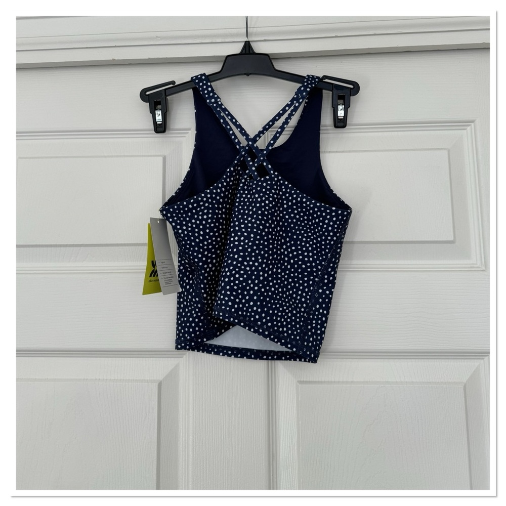 Girl’s Cropped Tank Top All In Motion Navy - Picture 3 of 4